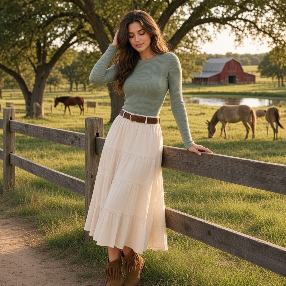 Carly Jean Los Angeles Womens Small Sage Green Ribbed Knit Top